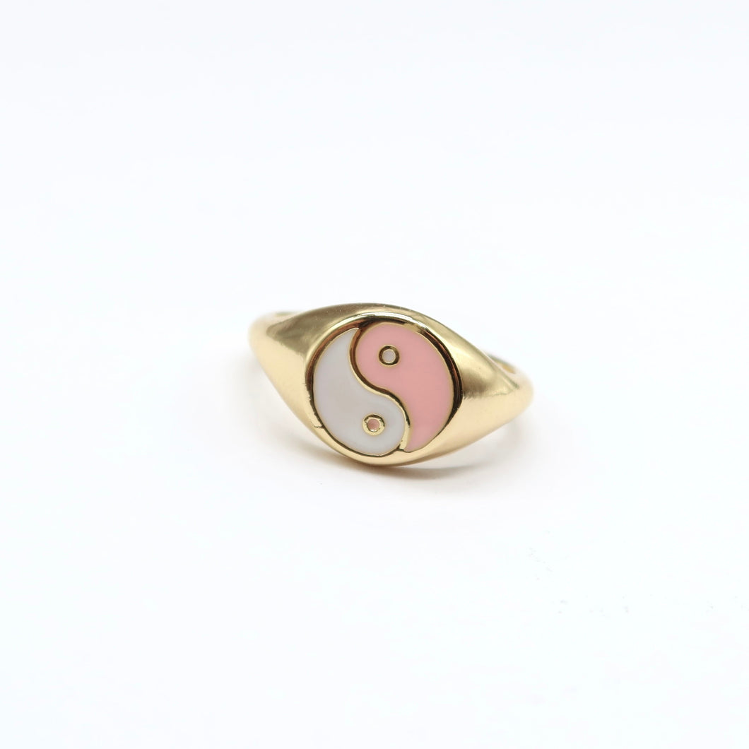 Yin and yang pink ring