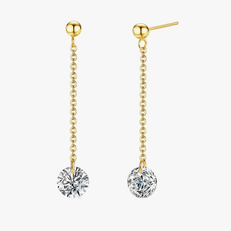 Gold drop earrings with Cubic Zirconium