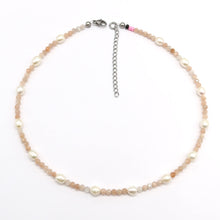 Load image into Gallery viewer, Blanca moonstone necklace with fresh water pearls
