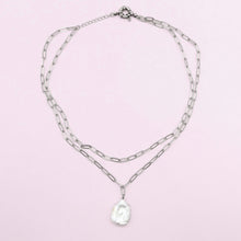 Load image into Gallery viewer, Double silver necklace with baroque pearl pendant
