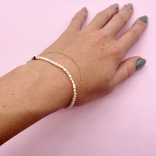 Load image into Gallery viewer, Petite pearl bracelet with gold chain layer
