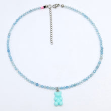 Load image into Gallery viewer, The_Fables aquamarine necklace with gummy bear

