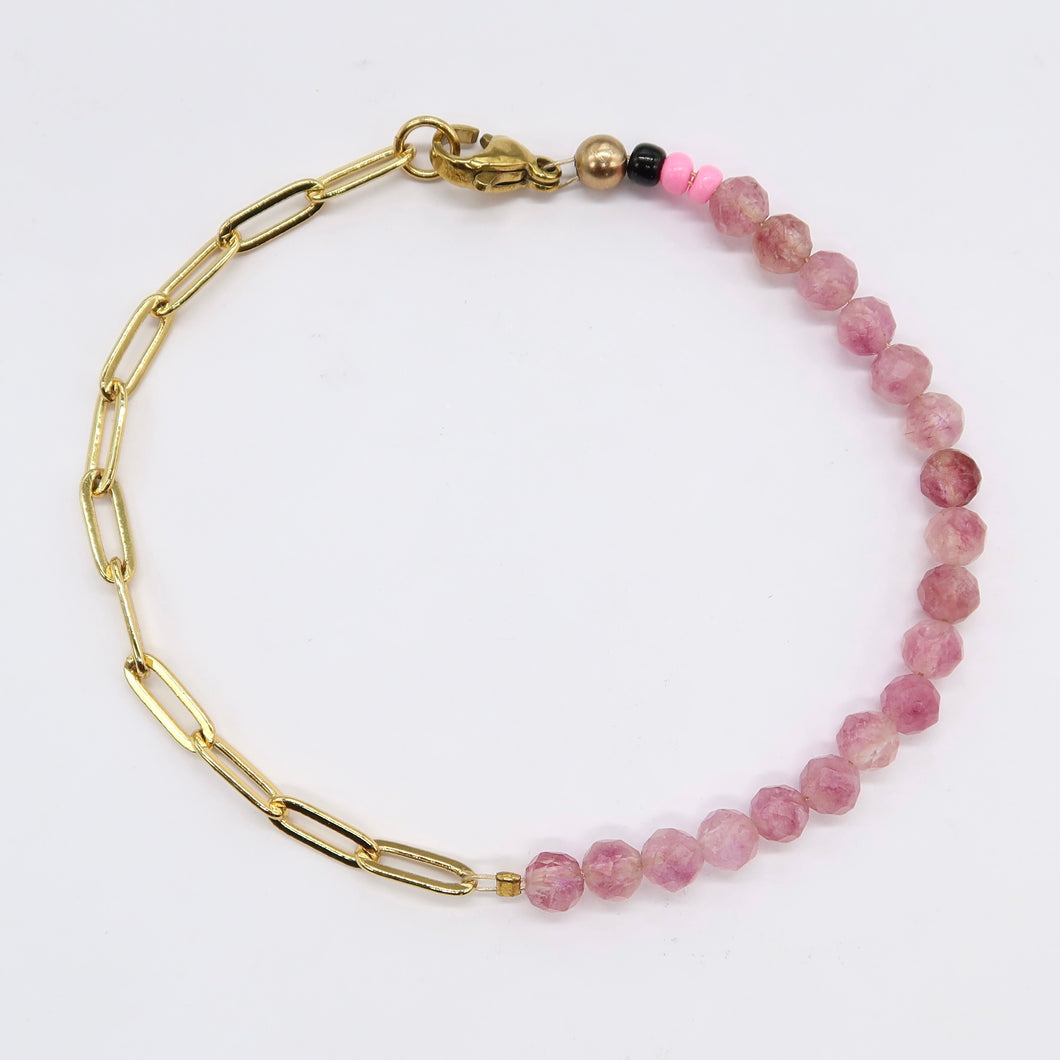 50/50 bracelet with pink tourmaline