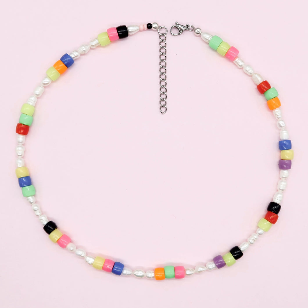 Rainbow pearl necklace