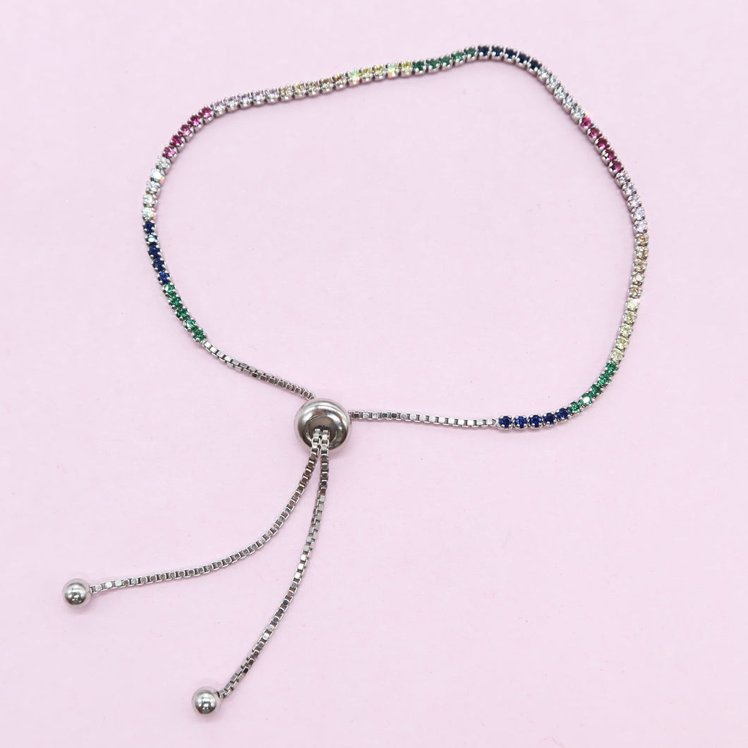 Tennis rainbow bracelet with cubic zirconium
