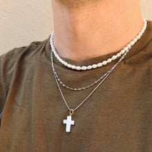 Load image into Gallery viewer, Mother of pearl cross charm/pendant
